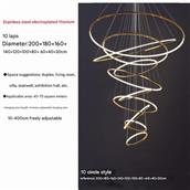 Đèn Thả Thông Tầng Thép Không Gỉ Mạ Titan Ø2000mm AL-PD710C-200-10 AL-PD710C-200-10