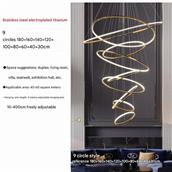 Đèn Thả Thông Tầng Thép Không Gỉ Mạ Titan Ø1800mm AL-PD7810C-180-9 AL-PD7810C-180-9